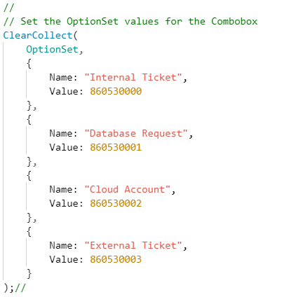 OptionSets - Canvas Using OptionSets and Lookup Fields