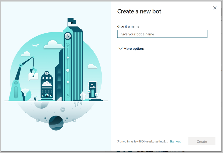 create new bot screen - Create amazing chatbots using Power Virtual Agent in no time!